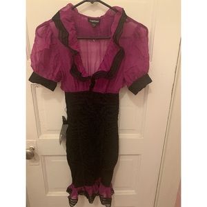 BEBE RUFFLES SPANISH STYLE BANDAGE DRESS Sz XS